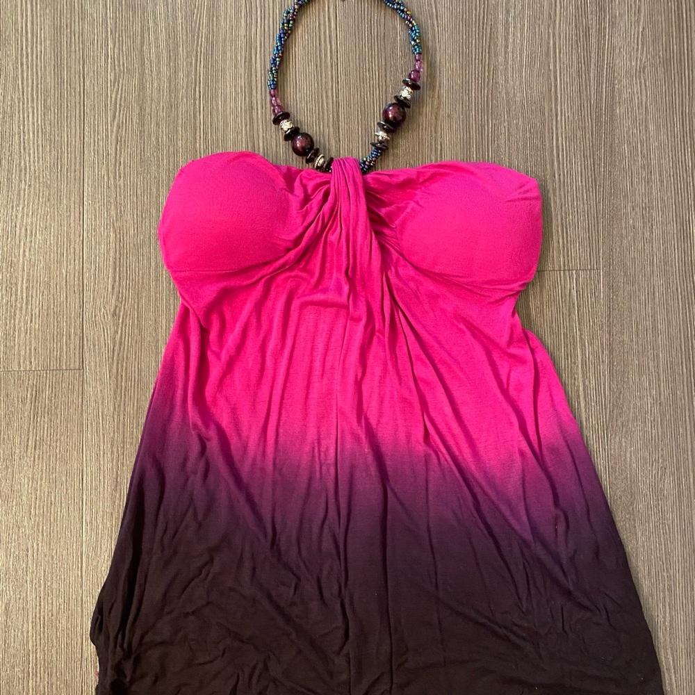 Venus ombre halter beaded necklace top Small